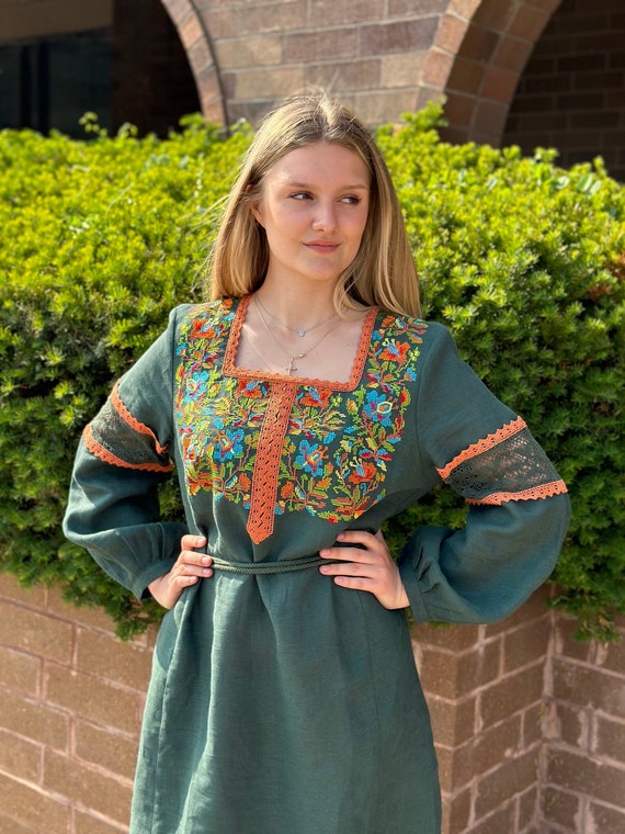 Vyshyvanka dress designer Ukraine ethnic dress with embroidery Ukrainian style dress with embroidered Vyshyvanka dress