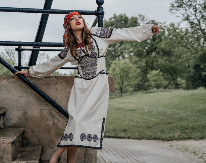 Ukrainian Vyshyvanka Dress | Ukraine Embroidered Dress in USA | Handmade Traditional Ukraine-Style Boho Embroidery Gift | Вишиванка (88)