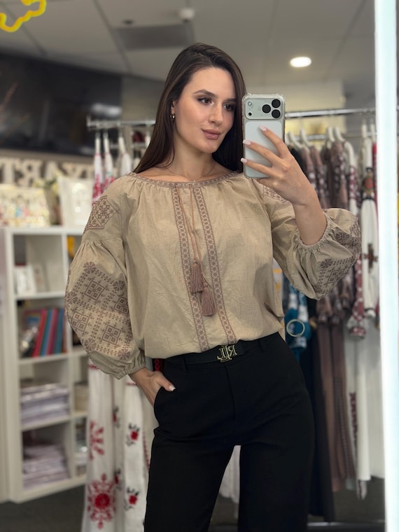 Ukrainian Embroidered Blouse for Women | Ethno Vintage Women's Vyshyvanka Shirt | Sorochka Vyshyta | Vyshyvanka Gift USA | Вишиванка
