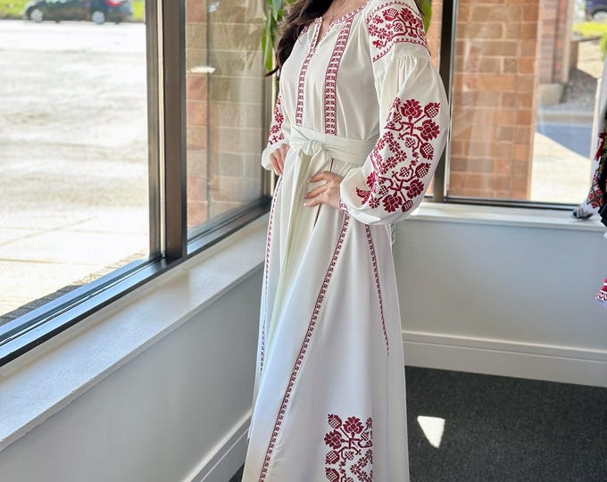 Ukrainian Vyshyvanka Dress | Ukraine Embroidered Dress in USA | Handmade Traditional Ukraine-Style Boho Embroidery Gift | Вишиванка