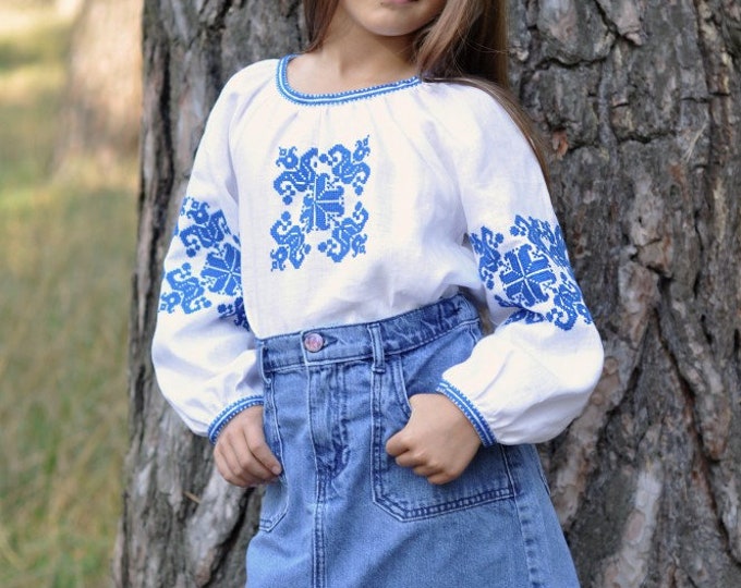 Embroidered Vyshyvanka Blouse for Girls | Ukrainian Embroidery Shirt | Traditional Ukrainian Style in Stock in USA | Вишиванка у США (6)