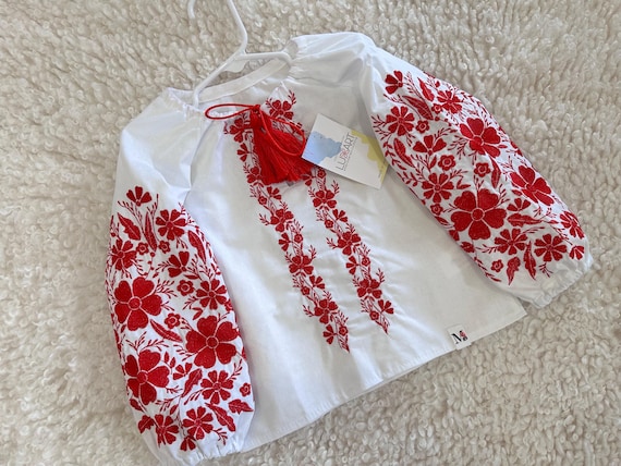 Embroidered Vyshyvanka Blouse for Girls | Ukrainian Embroidery Shirt | Traditional Ukrainian Style in Stock in USA | Вишиванка у США