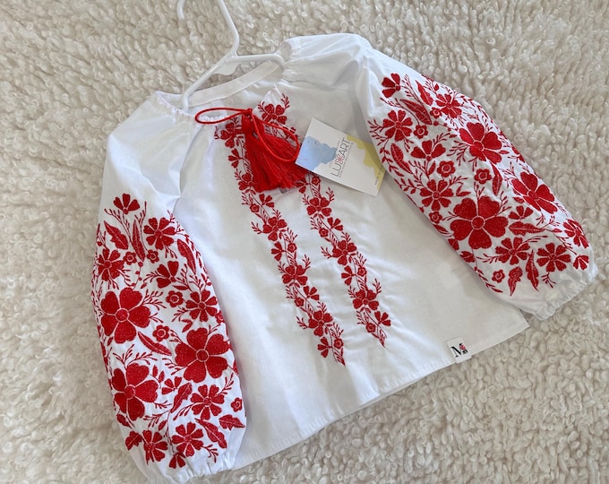 Girls' Embroidered Vyshyvanka Blouse | Traditional Ukrainian Shirt