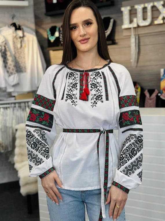 Ukrainian Embroidered Blouse for Women | Ethno Vintage Women's Vyshyvanka Shirt | Sorochka Vyshyta | Vyshyvanka Gift USA | Вишиванка (8)