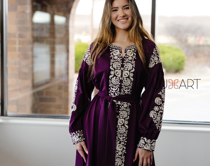 Ukrainian Vyshyvanka Dress | Ukraine Embroidered Dress in USA | Handmade Traditional Ukraine-Style Boho Embroidery Gift | Вишиванка (99)