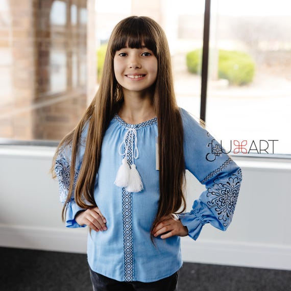 Embroidered Vyshyvanka Blouse for Girls | Ukrainian Embroidery Shirt | Traditional Ukrainian Style in Stock in USA | Вишиванка у США (9)