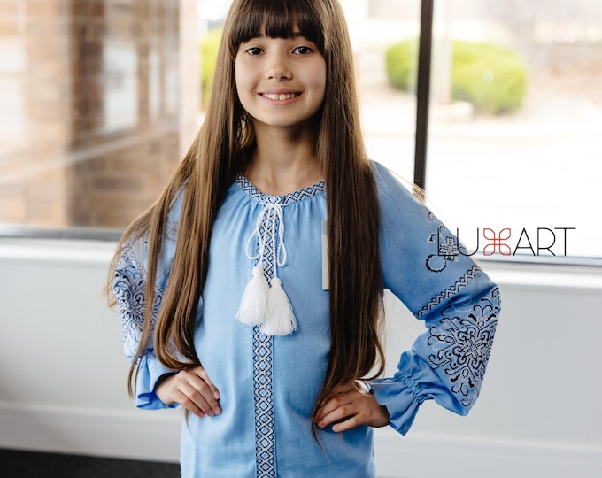 Embroidered Vyshyvanka Blouse for Girls | Ukrainian Embroidery Shirt | Traditional Ukrainian Style in Stock in USA | Вишиванка у США (9)