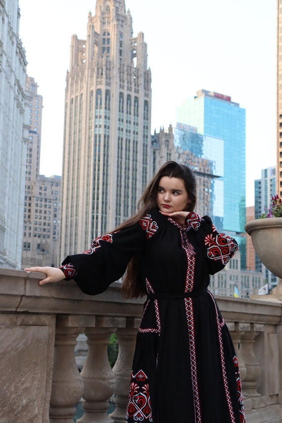 In USA NEW Dress Embroidered dress Ukrainian style dress with embroidered Vyshyvanka dress Ukraine dress with embroidered