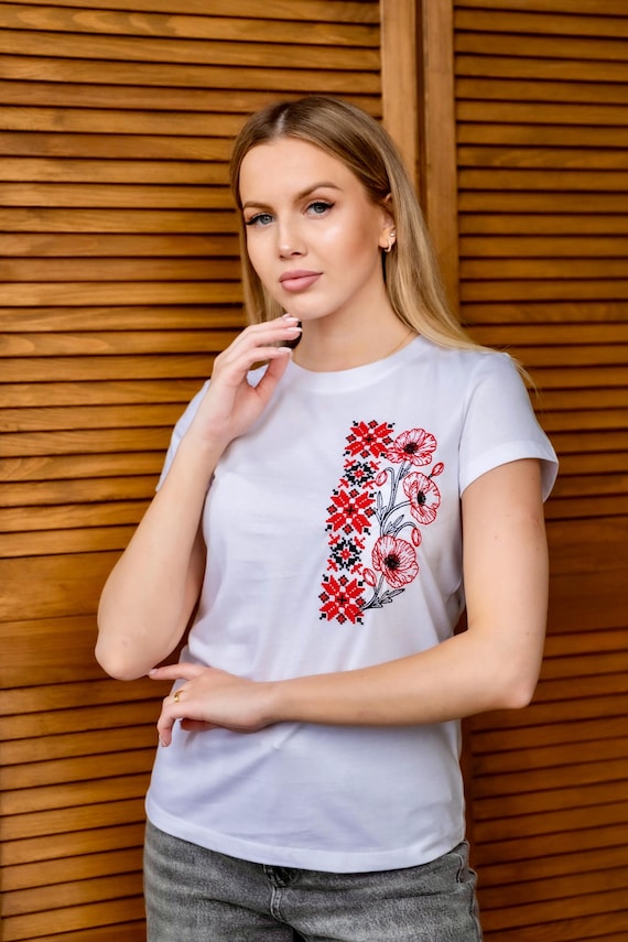 Embroidered T-Shirt for Women | Modern Ukrainian Vyshyvanka | Traditional Embroidered Blouse | Ukrainian Clothing Gift