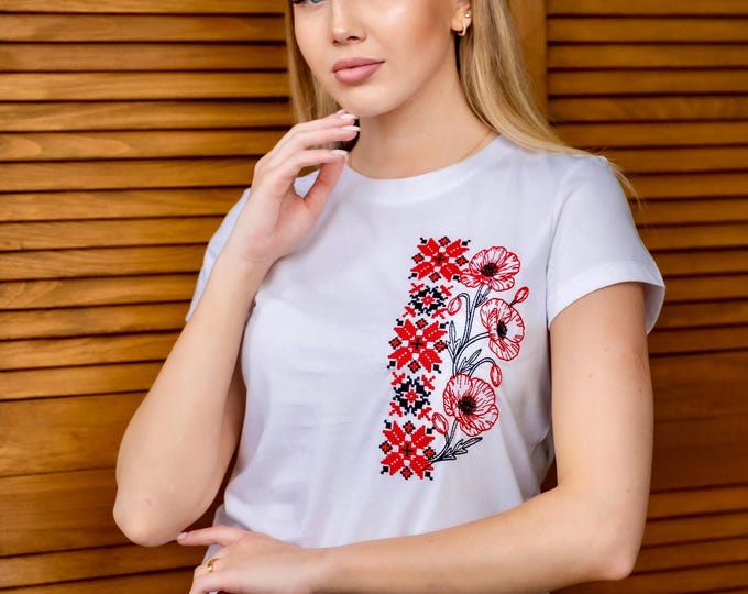 Embroidered Vyshyvanka T-Shirt | Ukrainian Floral Blouse