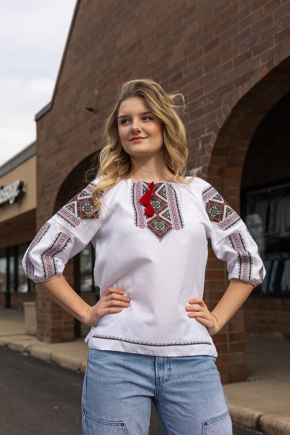 Ukrainian Embroidered Blouse for Women | Ethno Vintage Women's Vyshyvanka Shirt | Sorochka Vyshyta | Vyshyvanka Gift USA | Вишиванка (66)