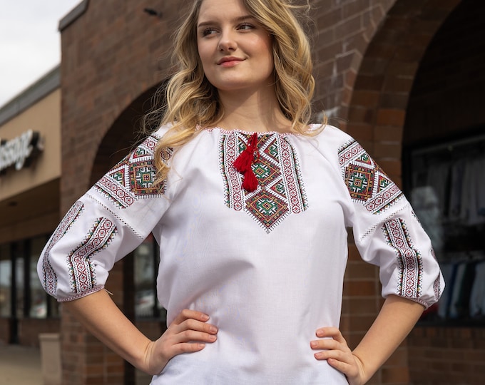 Ukrainian Embroidered Blouse for Women | Ethno Vintage Women's Vyshyvanka Shirt | Sorochka Vyshyta | Vyshyvanka Gift USA | Вишиванка (66)