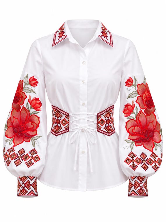 Ukrainian Embroidered Blouse | Traditional Vyshyvanka Shirt (USA Stock)