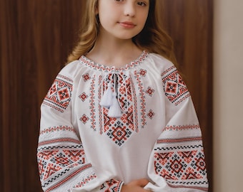 Embroidered Vyshyvanka Blouse for Girls | Ukrainian Embroidery Shirt | Traditional Ukrainian Style in Stock in USA | Вишиванка у США