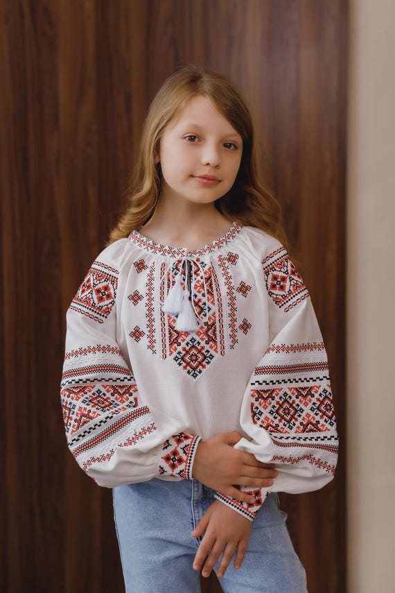 Embroidered Vyshyvanka Blouse for Girls | Ukrainian Embroidery Shirt | Traditional Ukrainian Style in Stock in USA | Вишиванка у США