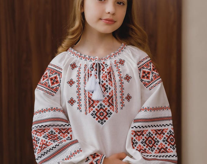 Embroidered Vyshyvanka Blouse for Girls | Ukrainian Embroidery Shirt | Traditional Ukrainian Style in Stock in USA | Вишиванка у США