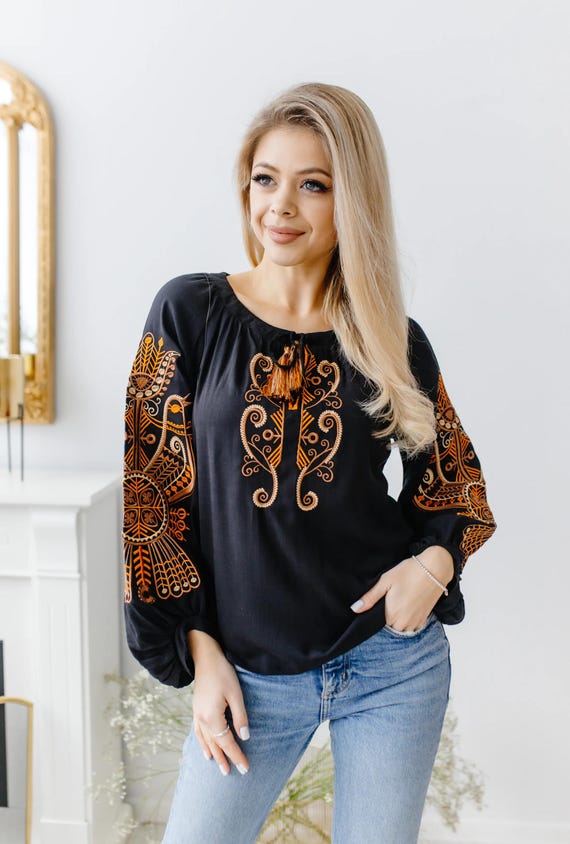 Ukrainian Embroidered Blouse for Women | Ethno Vintage Women's Vyshyvanka Shirt | Sorochka Vyshyta | Vyshyvanka Gift USA | Вишиванка (123)