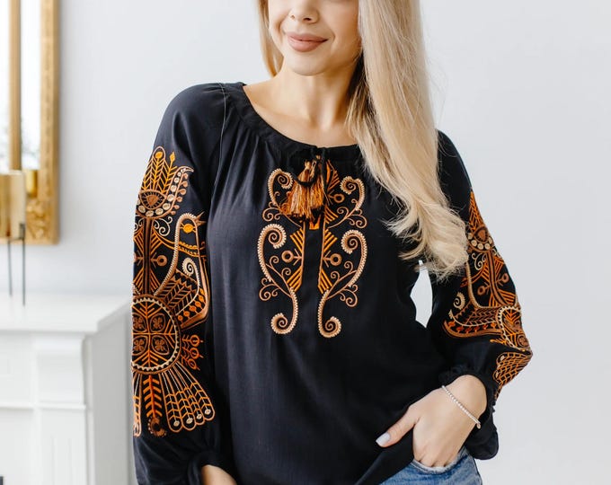 Ukrainian Embroidered Blouse for Women | Ethno Vintage Women's Vyshyvanka Shirt | Sorochka Vyshyta | Vyshyvanka Gift USA | Вишиванка (123)