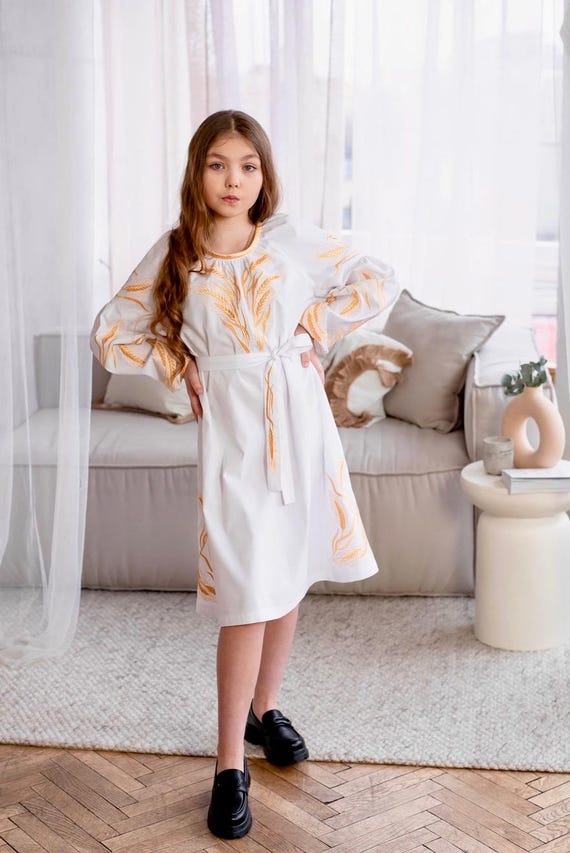 Embroidered Vyshyvanka Dress for Girls | Ukrainian Embroidery Dress | Traditional Ukrainian Style in Stock in USA | Вишиванка у США