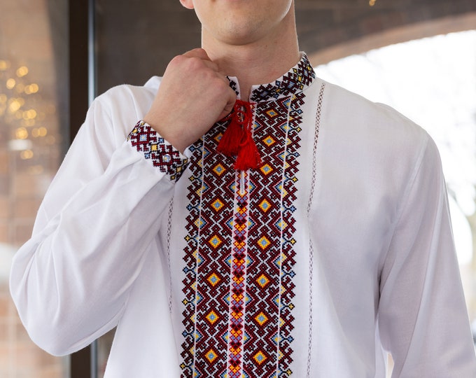 Ukrainian Vyshyvanka | Men's Embroidered Shirt | Вишиванка | Ukraine Vintage Sorochka Gift for Him | Handmade Ukrainian Clothing (22)