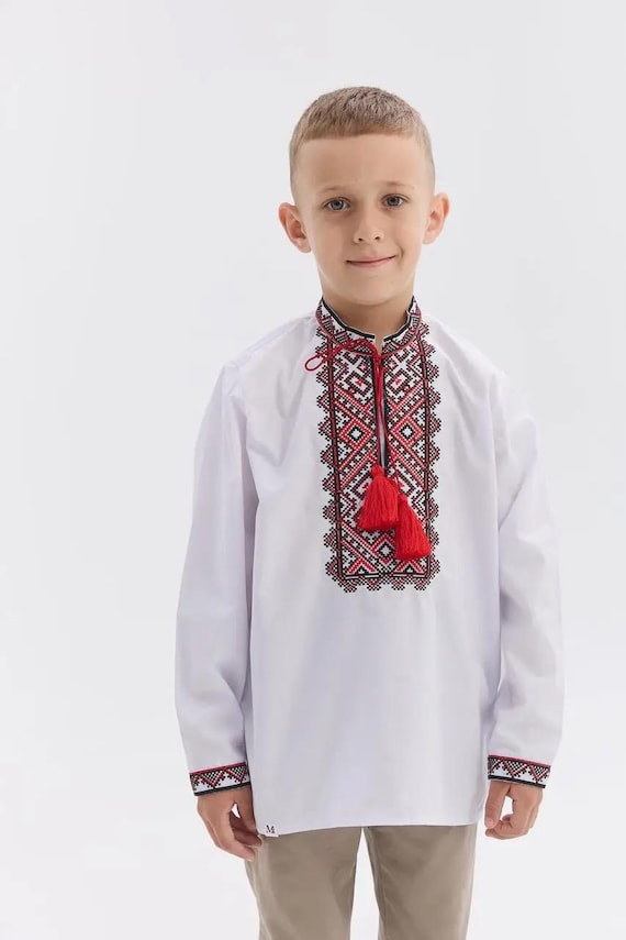 Embroidered Vyshyvanka Shirt for Boys | Ukrainian Embroidery Shirt | Traditional Ukrainian Style Gift in Stock in USA | Вишиванка у США