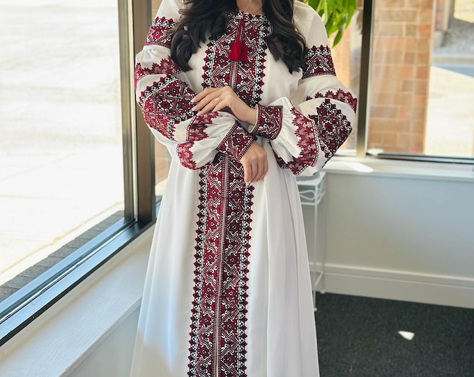 Ukrainian Vyshyvanka Dress | Ukraine Embroidered Dress in USA | Handmade Traditional Ukraine-Style Boho Embroidery Gift | Вишиванка