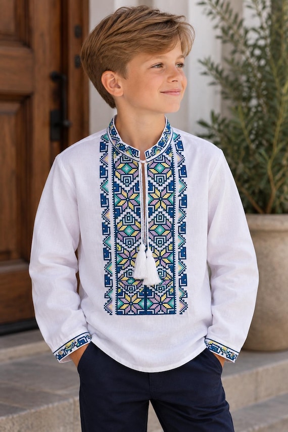 Embroidered Vyshyvanka Shirt for Boys | Ukrainian Embroidery Shirt | Traditional Ukrainian Style Gift in Stock in USA | Вишиванка у США