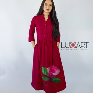 Ukrainian Vyshyvanka Dress | Ukraine Embroidered Dress in USA | Handmade Traditional Ukraine-Style Boho Embroidery Gift | Вишиванка (19)