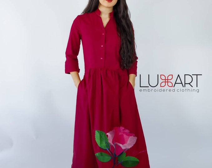 Ukrainian Vyshyvanka Dress | Ukraine Embroidered Dress in USA | Handmade Traditional Ukraine-Style Boho Embroidery Gift | Вишиванка (19)