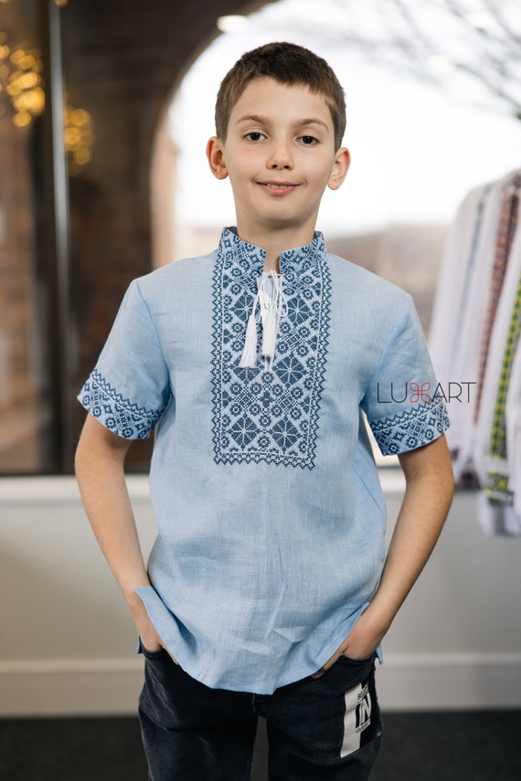 In USA Vyshyvanka for boy Ukrainian style vyshyvanka Sorochka vyshyta Ukrainian embroidery