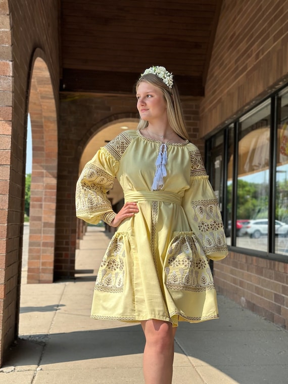 Ukrainian Vyshyvanka Dress | Ukraine Embroidered Dress in USA | Handmade Traditional Ukraine-Style Boho Embroidery Gift | Вишиванка (40)