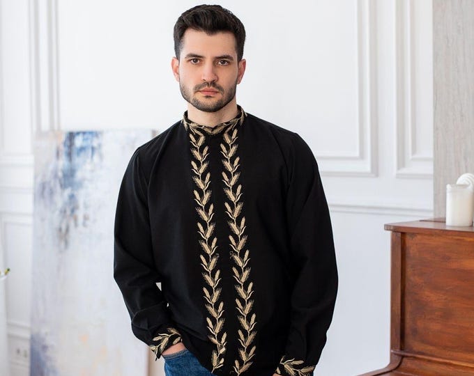 Embroidered Ukrainian Shirt, Vyshyvanka for Men, Linen Ethnic Blouse, Traditional Ukrainian Clothing