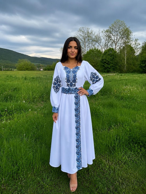 Embroidered Ukrainian Dress | Vyshyvanka Style Dress with Traditional Embroidery | Handmade Boho Chic Outfit