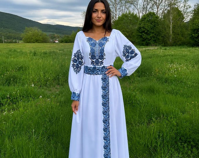 Embroidered Ukrainian Dress | Vyshyvanka Style Dress with Traditional Embroidery | Handmade Boho Chic Outfit