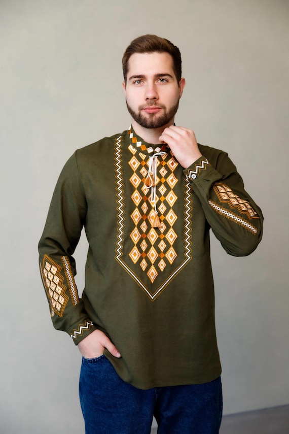 Ukrainian Vyshyvanka | Men's Embroidered Shirt | Вишиванка | Ukraine Vintage Sorochka Gift for Him | Handmade Ukrainian Clothing