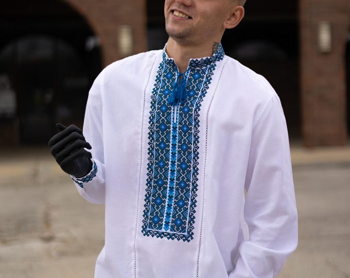 Ukrainian Vyshyvanka | Men's Embroidered Shirt | Вишиванка | Ukraine Vintage Sorochka Gift for Him | Handmade Ukrainian Clothing (84)