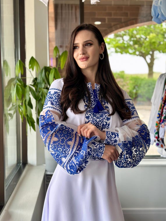 Ukrainian Vyshyvanka Dress | Ukraine Embroidered Dress in USA | Handmade Traditional Ukraine-Style Boho Embroidery Gift | Вишиванка