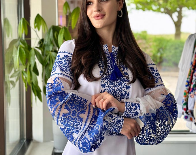 Ukrainian Vyshyvanka Dress | Ukraine Embroidered Dress in USA | Handmade Traditional Ukraine-Style Boho Embroidery Gift | Вишиванка