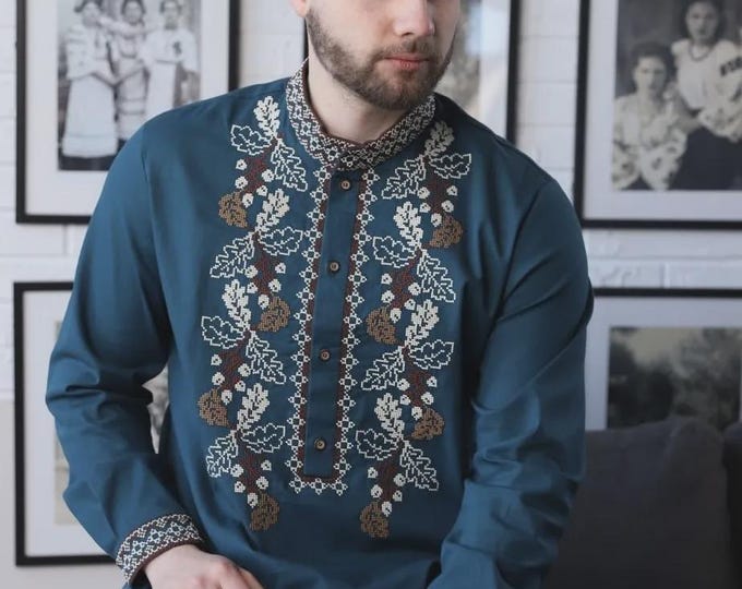 Ukrainian Vyshyvanka | Men's Embroidered Shirt | Вишиванка | Ukraine Vintage Sorochka Gift for Him | Handmade Ukrainian Clothing (68)