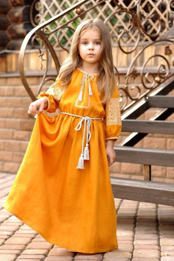 NEW Ukrainian Dress With Embroidery Linen Pink Dress For Girl Worldwide Shipping from Ukraine