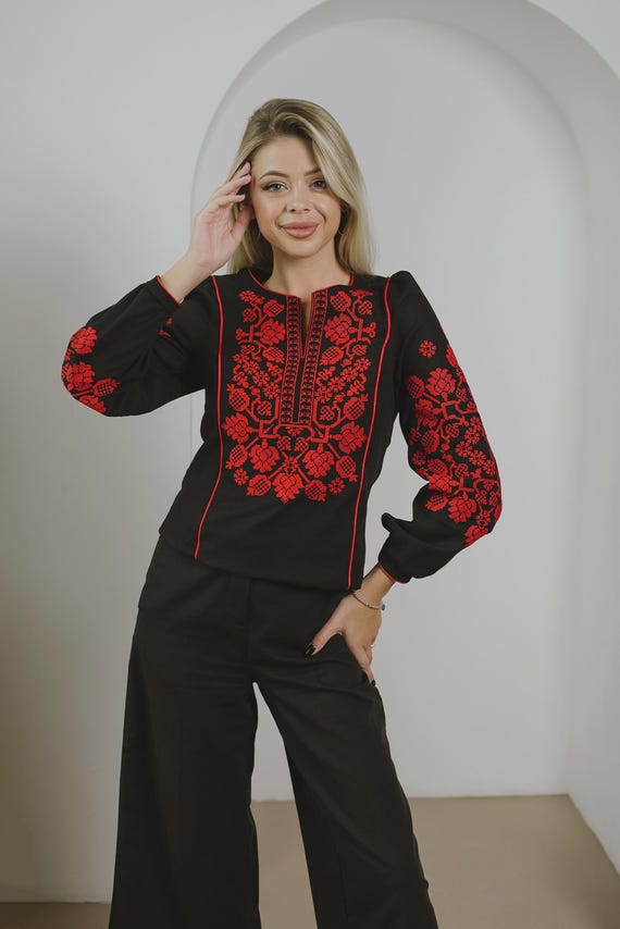 Ukrainian Embroidered Blouse for Women | Ethno Vintage Women's Vyshyvanka Shirt | Sorochka Vyshyta | Vyshyvanka Gift USA | Вишиванка (79)
