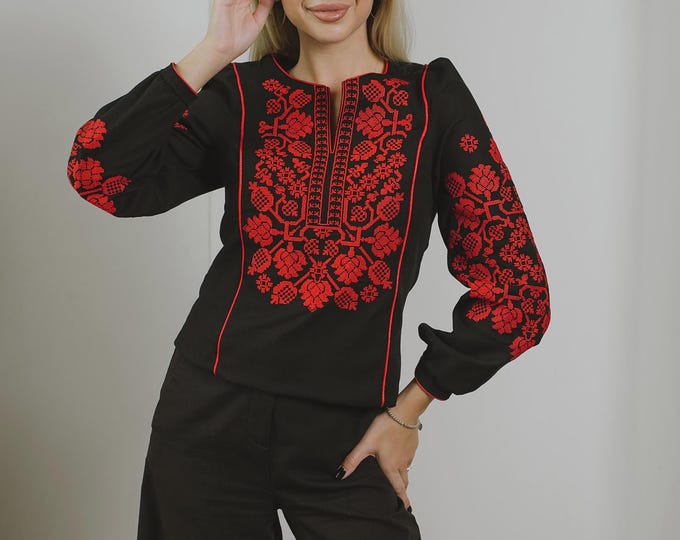Ukrainian Embroidered Blouse for Women | Ethno Vintage Women's Vyshyvanka Shirt | Sorochka Vyshyta | Vyshyvanka Gift USA | Вишиванка (79)