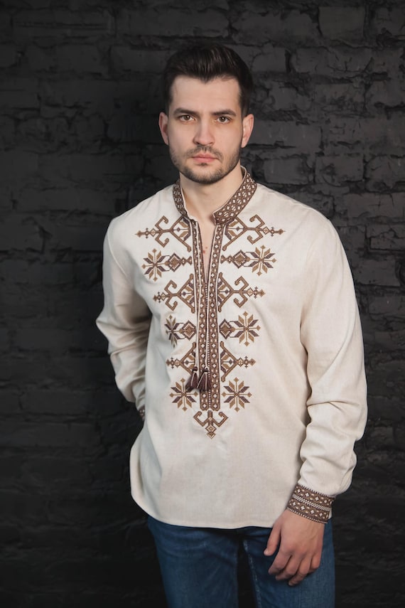 Ukrainian Vyshyvanka | Men's Embroidered Shirt | Вишиванка | Ukraine Vintage Sorochka Gift for Him | Handmade Ukrainian Clothing
