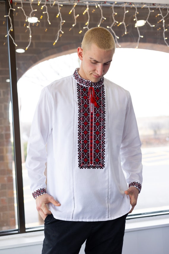 Ukrainian Vyshyvanka | Men's Embroidered Shirt | Вишиванка | Ukraine Vintage Sorochka Gift for Him | Handmade Ukrainian Clothing (54)