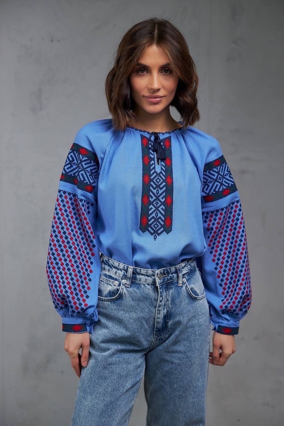 Ukrainian Embroidered Blouse for Women | Ethno Vintage Women's Vyshyvanka Shirt | Sorochka Vyshyta | Vyshyvanka Gift USA | Вишиванка (114)