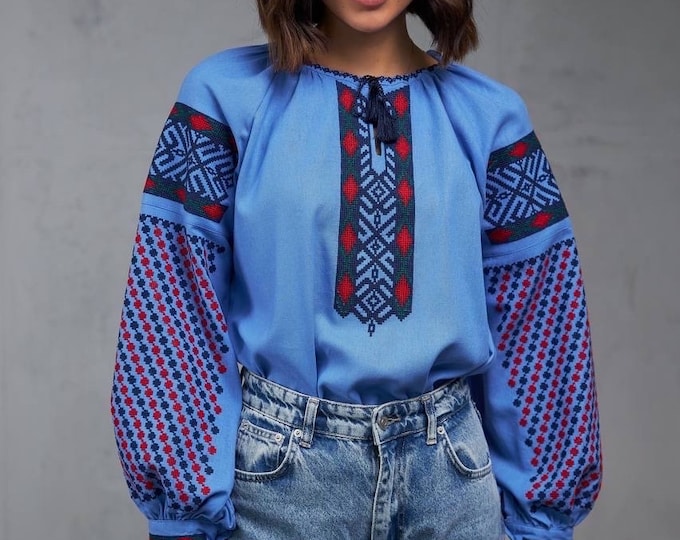 Ukrainian Embroidered Blouse for Women | Ethno Vintage Women's Vyshyvanka Shirt | Sorochka Vyshyta | Vyshyvanka Gift USA | Вишиванка (114)