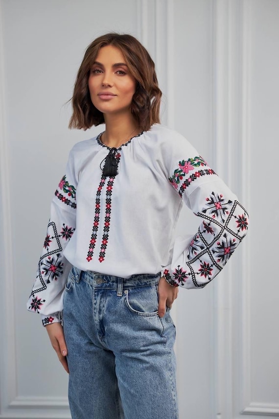 Ukrainian Embroidered Blouse for Women | Ethno Vintage Women's Vyshyvanka Shirt | Sorochka Vyshyta | Vyshyvanka Gift USA | Вишиванка