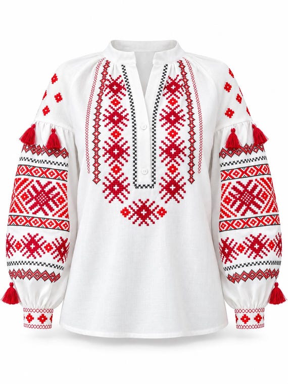 Ukrainian Embroidered Blouse | Traditional Vyshyvanka Shirt (USA Stock)
