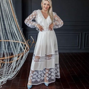 Ukrainian Vyshyvanka Dress | Ukraine Embroidered Dress in USA | Handmade Traditional Ukraine-Style Boho Embroidery Gift | Вишиванка (4)