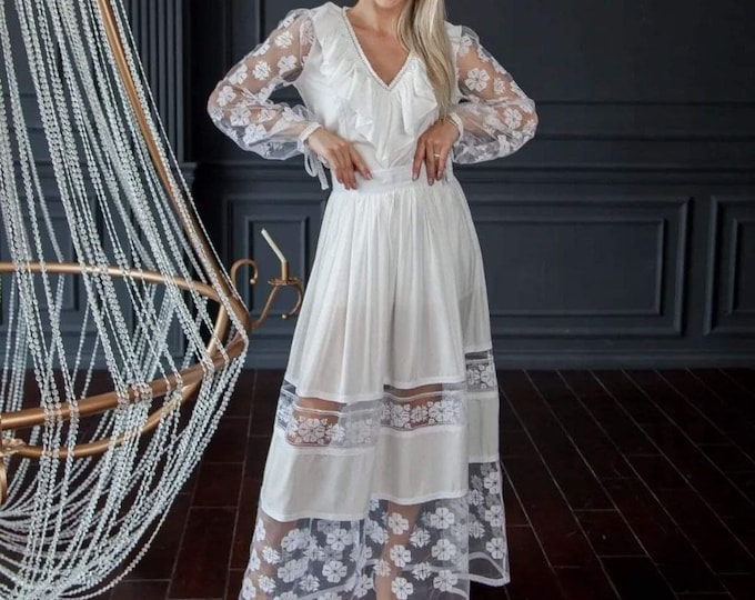 Ukrainian Vyshyvanka Dress | Ukraine Embroidered Dress in USA | Handmade Traditional Ukraine-Style Boho Embroidery Gift | Вишиванка (4)